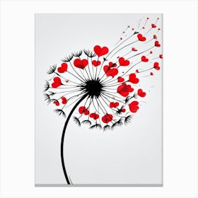 Dandelion With Hearts Canvas Print