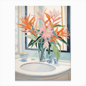 A Vase With Bird Of Paradise, Flower Bouquet 3 Canvas Print