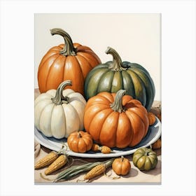 Holiday Illustration With Pumpkins, Corn, And Vegetables (18) Canvas Print