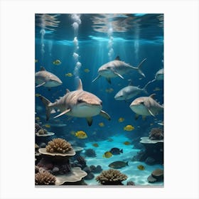 Sharks In The Ocean Canvas Print