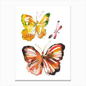 Butterfly Dragonfly Watercolour Canvas Print