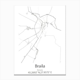 Braila,Romania Minimalist Map Canvas Print