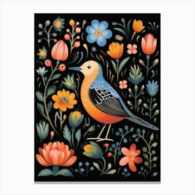 Folk Bird Illustration Dunlin 1 Canvas Print