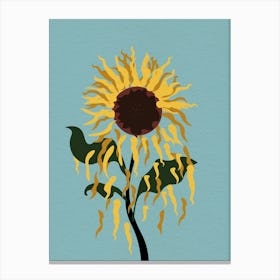 Vintage minimal art Sunflower fall out Canvas Print