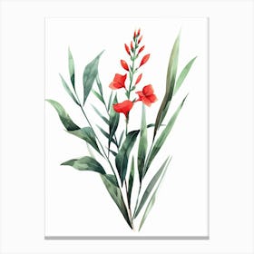 Red Flower Watercolor Painting Canvas Print