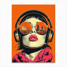 Urban Girl With Headphones Pop Art Pt. 4 Canvas Print