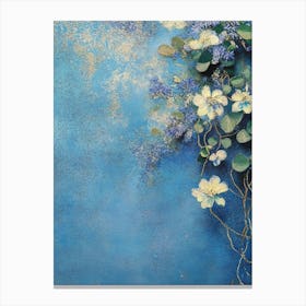 Blue Floral Textured Canvas Print