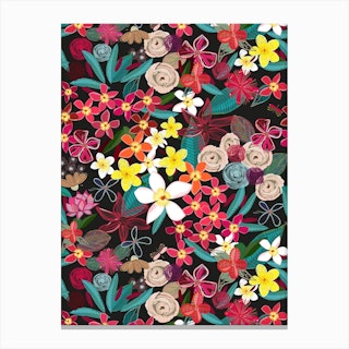 Frangipani Colorful Flowers Canvas Print