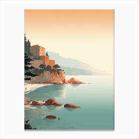 A Drawing Of Sveti Stefan Beach Montenegro Orange Tones 3 Canvas Print