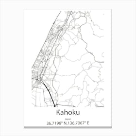 Kahoku,Japan Minimalist Map Canvas Print