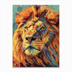 Southwest African Lion Portrait Close Up Fauvist Painting 4 Canvas Print