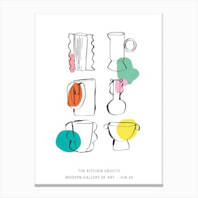 Kitchen Objects White Colours Canvas Print