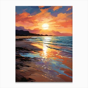 A Vibrant Painting Of Dornoch Beach Highlands Scotland 1 Canvas Print