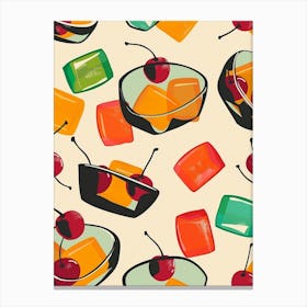 Fruit Jelly Cherry Retro Explosion Canvas Print