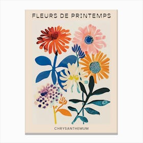 Spring Floral French Poster  Chrysanthemum 4 Canvas Print