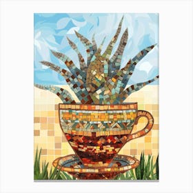 Mosaic Plant In A Cup Canvas Print