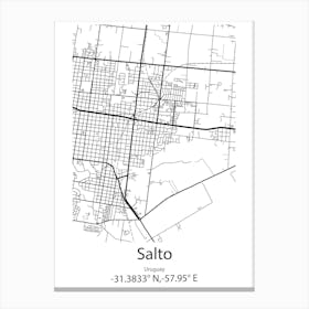 Salto,Uruguay Minimalist Map Canvas Print