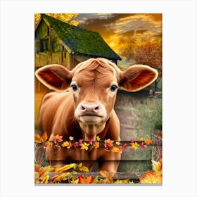 Cow In Autumn Canvas Print
