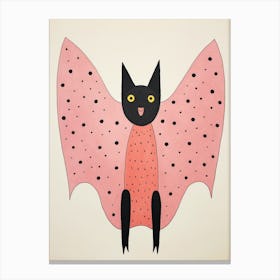 Pink Polka Dot Bat 2 Canvas Print