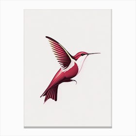 Ruby Throated Hummingbird Retro Minimal 1 Canvas Print