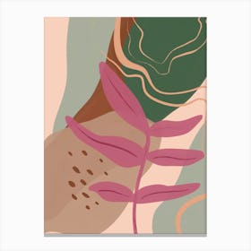 Abstract Modern Leaf Pink Canvas Print