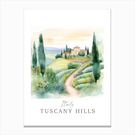 Italy Tuscany Hills Storybook 7 Travel Poster Watercolour Canvas Print