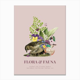 Flora & Fauna with Greenfinch Canvas Print