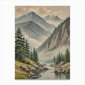 Misty Mountain Stream Canvas Print