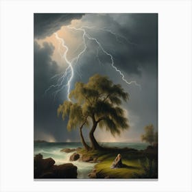 Lightning Over The Lake Canvas Print