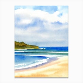 Ocean Grove Beach, New Jersey Watercolour Canvas Print