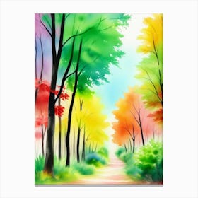 Watercolor Of A Forest Canvas Print