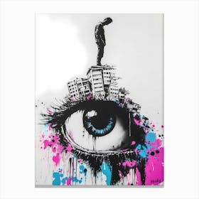 Eye Of The City Graffiti in Banksy style Canvas Print