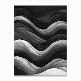 Abstract Black And White Waves Canvas Print