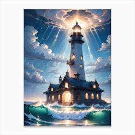 A Lighthouse In The Middle Of The Ocean 80 Canvas Print