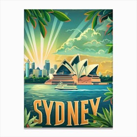 Sydney Vibrant Vintage Style Travel Canvas Print