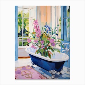 A Bathtube Full Of Sweet Pea In A Bathroom 4 Canvas Print