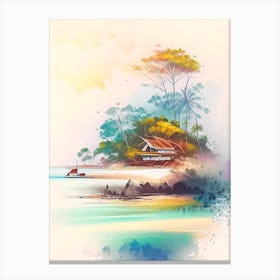 Pulau Kapas Malaysia Watercolour Pastel Tropical Destination Canvas Print
