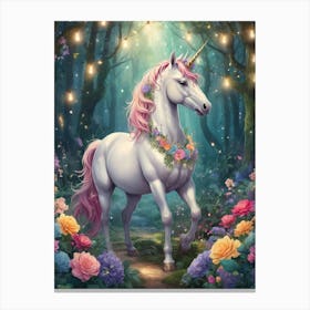 Unicorn In The Forest Mystical Canvas Print