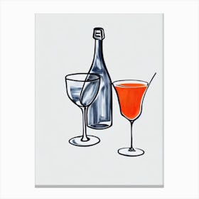 Champagne Picasso Line Drawing Cocktail Poster Canvas Print
