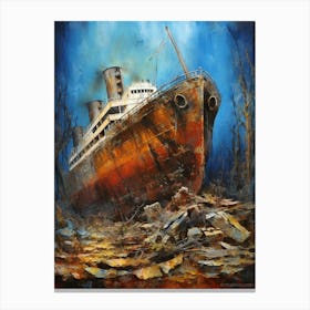 Titanic Ship Wreck Colourful Illustration 2 Canvas Print