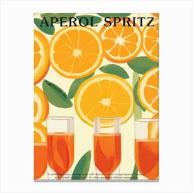 Aperol Spritz Pattern Aperitivo Cocktail Kitchen Art Canvas Print