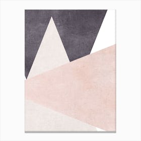 Large Triangles Pink Cotton Abstract Canvas Print