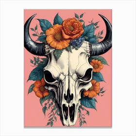Floral Bison Skull (8) Canvas Print