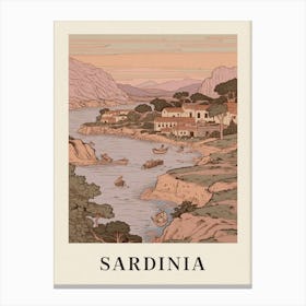 Sardinia Vintage Pink Italy Poster Canvas Print