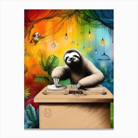 A Sloth Dj V Canvas Print