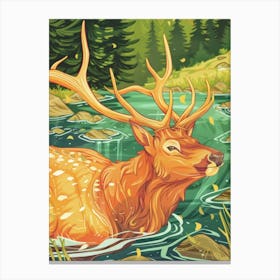 Deer In The River Canvas Print