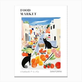 The Food Market In Santorini 2 Illustration Poster Canvas Print