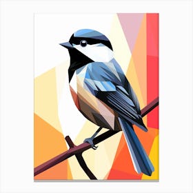 Colourful Geometric Bird Carolina Chickadee 1 Canvas Print