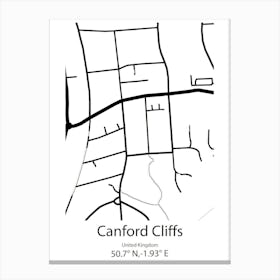 Canford Cliffs,United Kingdom Minimalist Map Stampe su tela