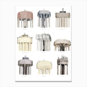 Glasgow Water Towers Brown In White Canvas Print